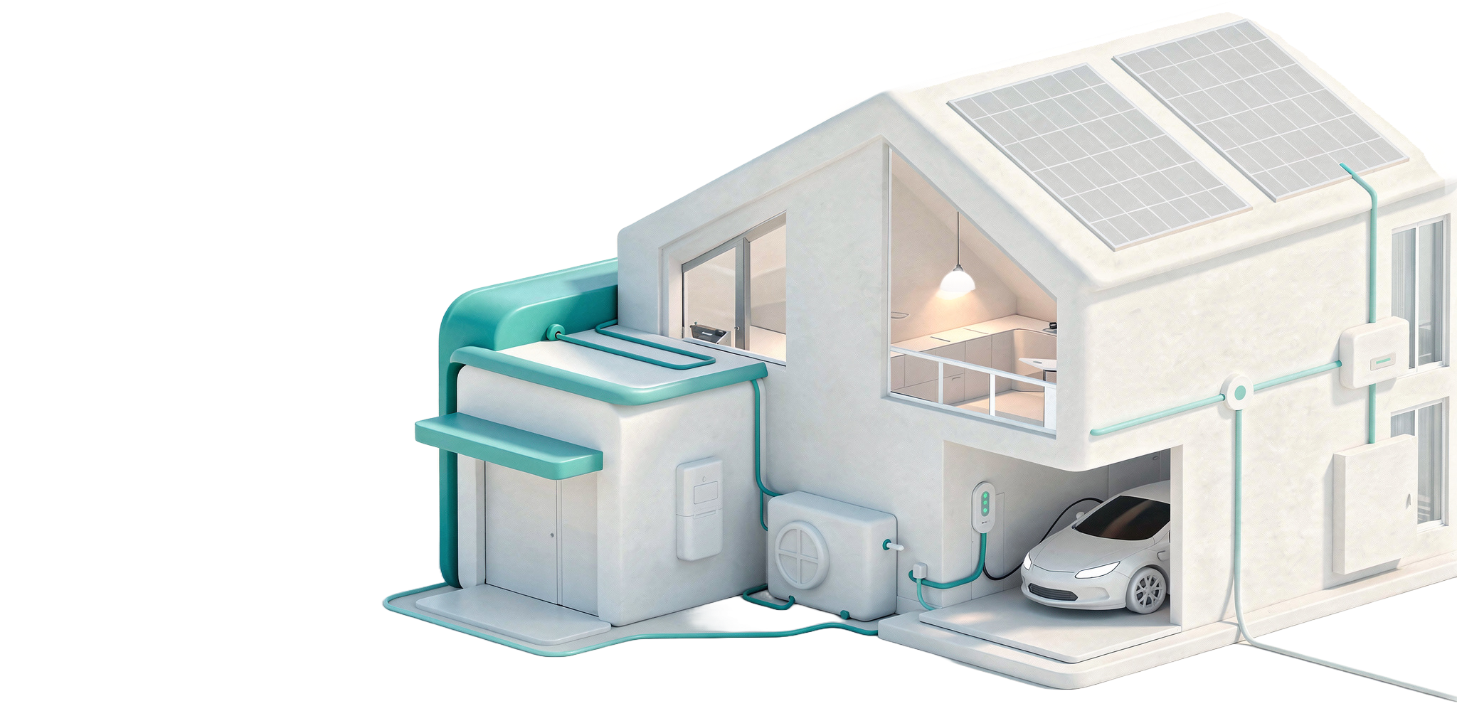 Complete Kintech ESS residential solution with solar inverter, battery, and EV charger